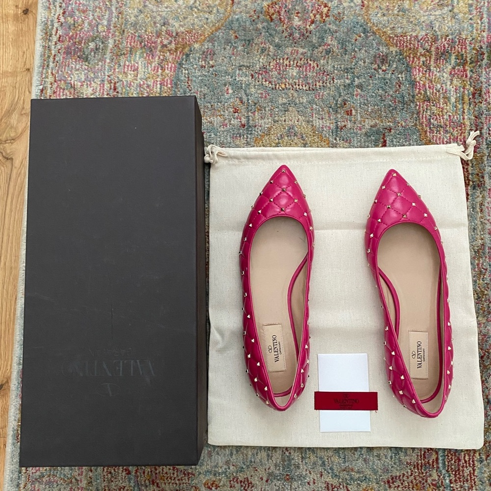 VALENTINO Nappa Rockstud Spike Ballet Flats